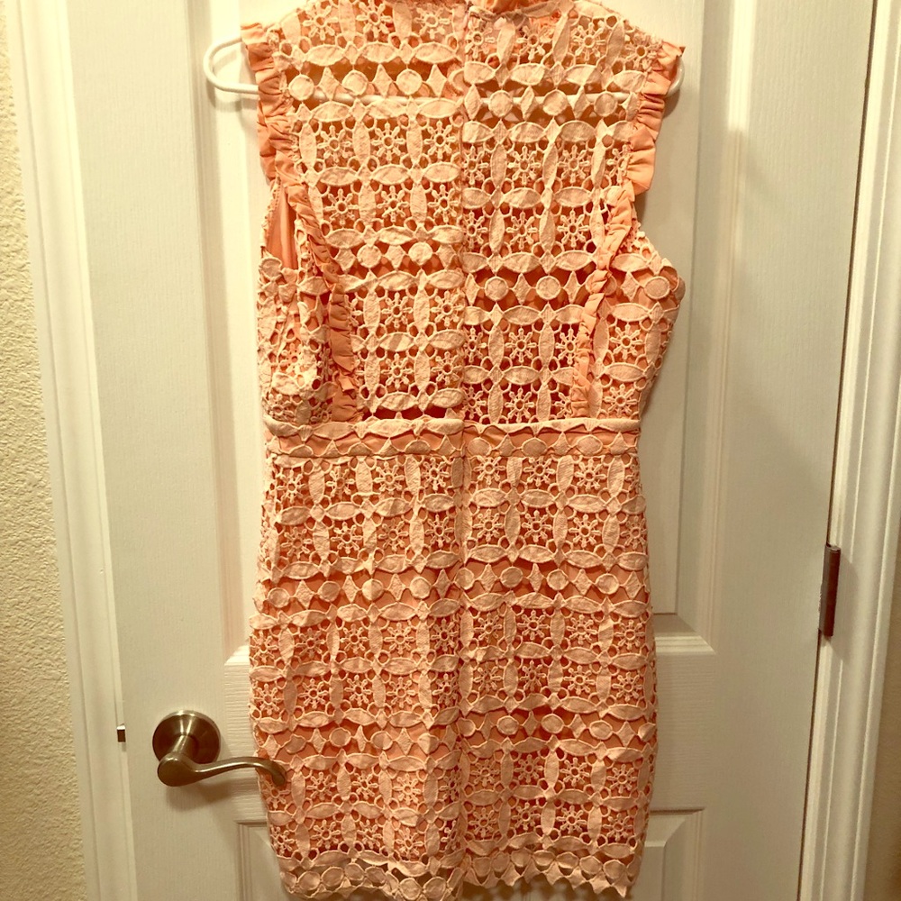 Coral pink lace dress